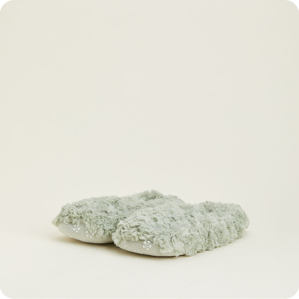 Image 97: Cozy Curly Sage Green Warmies Slippers